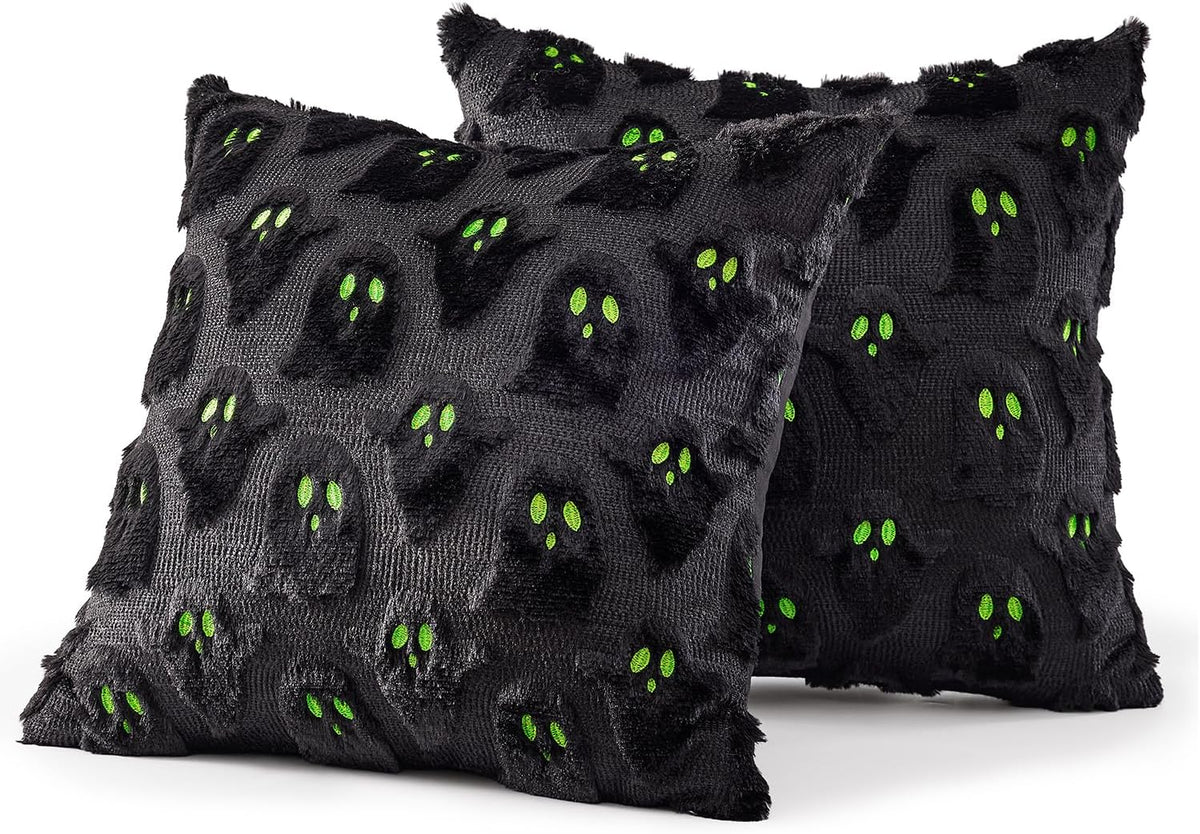 MIULEE White Halloween Pillow Covers Cute Ghost Decor Set of 2 18x18