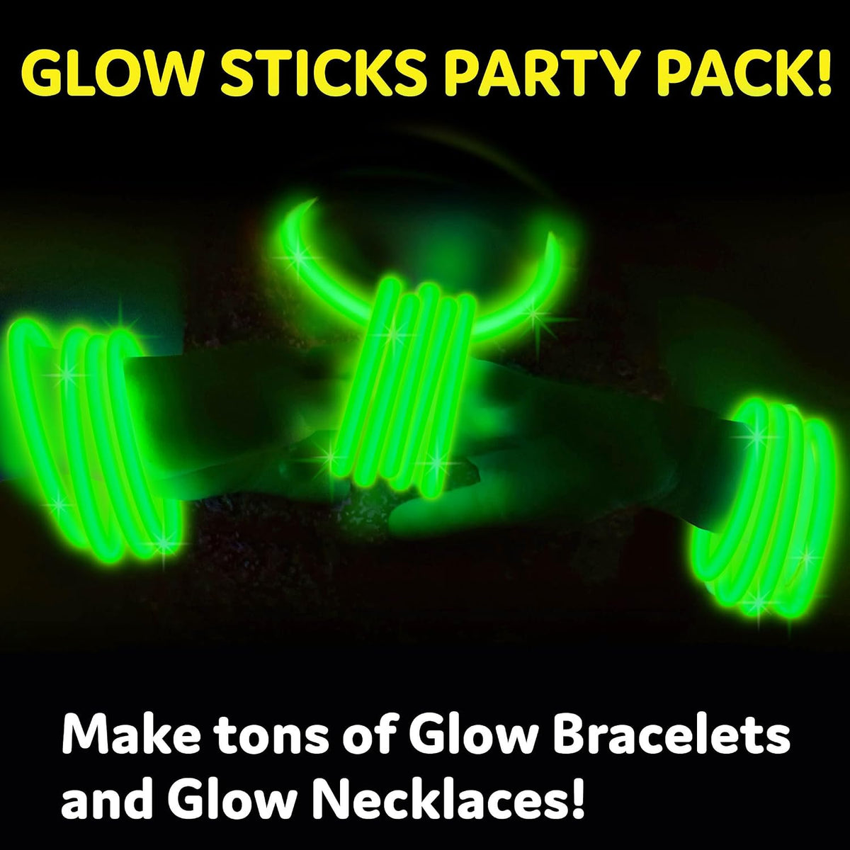 PartySticks Glow Sticks Party Supplies 100pk - 8 Inch Glow in the Dark Light Up Sticks Party Favors, Glow Party Decorations, Neon Party Glow Necklaces and Glow Bracelets with Connectors