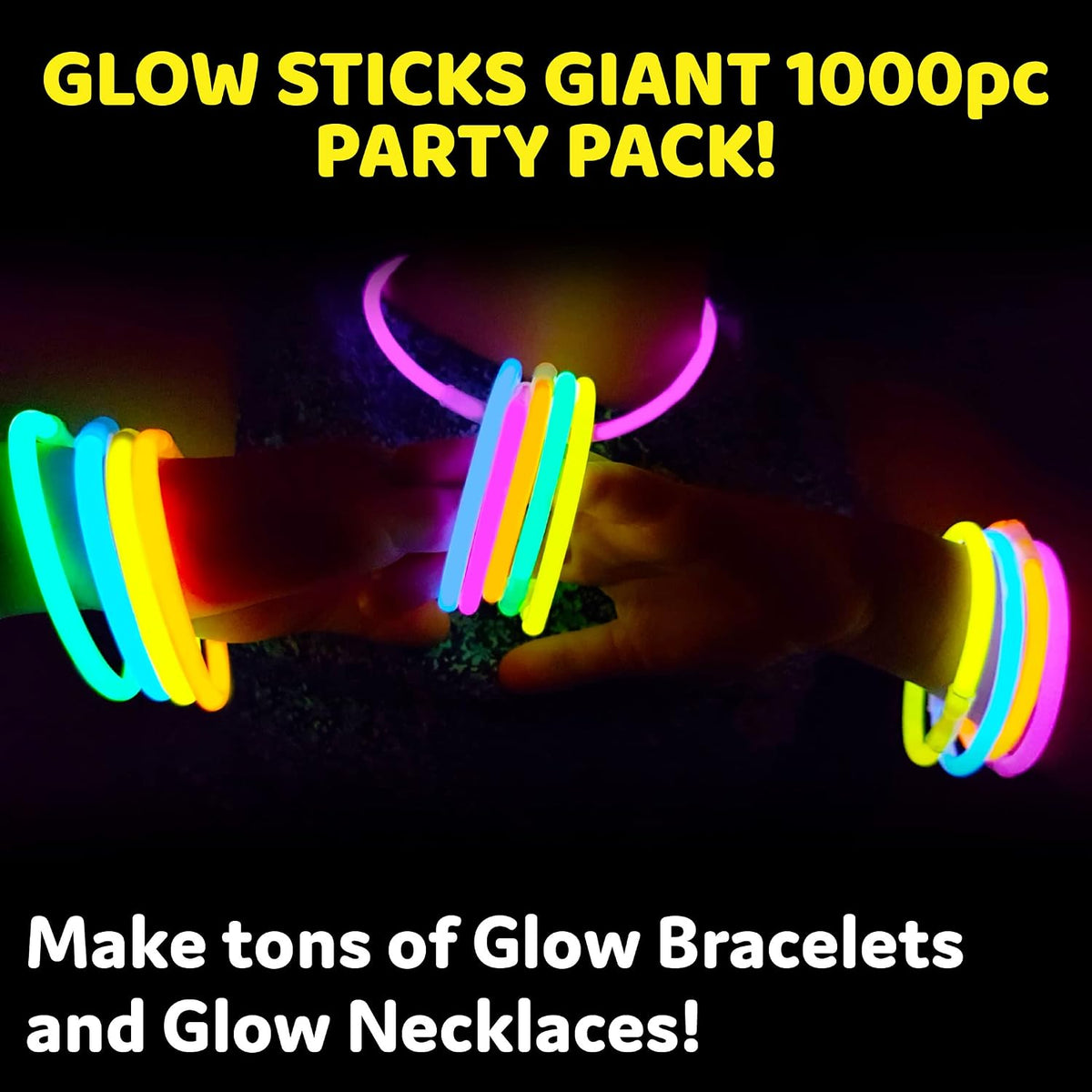 PartySticks Glow Sticks Party Supplies 100pk - 8 Inch Glow in the Dark Light Up Sticks Party Favors, Glow Party Decorations, Neon Party Glow Necklaces and Glow Bracelets with Connectors