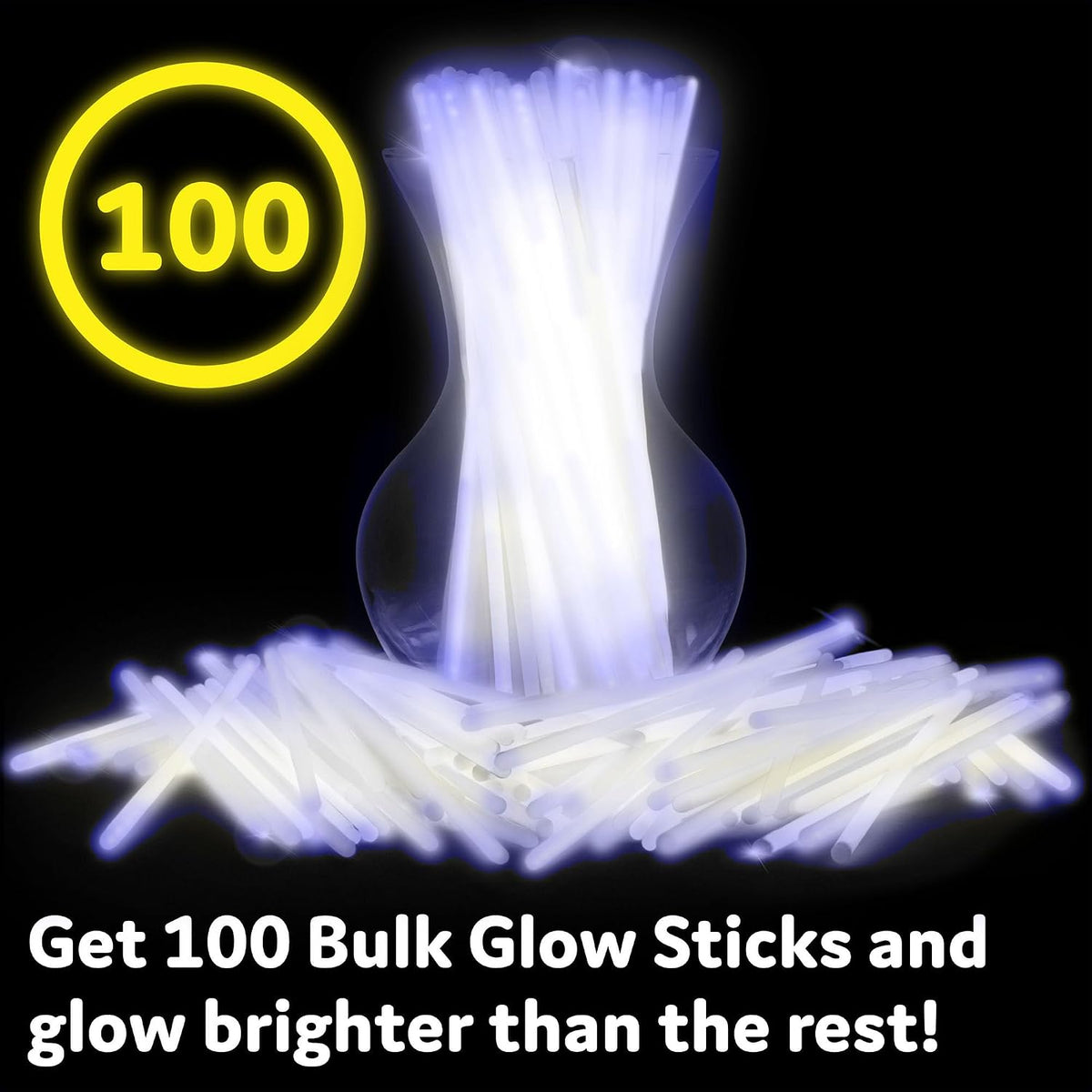 PartySticks Glow Sticks Party Supplies 100pk - 8 Inch Glow in the Dark Light Up Sticks Party Favors, Glow Party Decorations, Neon Party Glow Necklaces and Glow Bracelets with Connectors