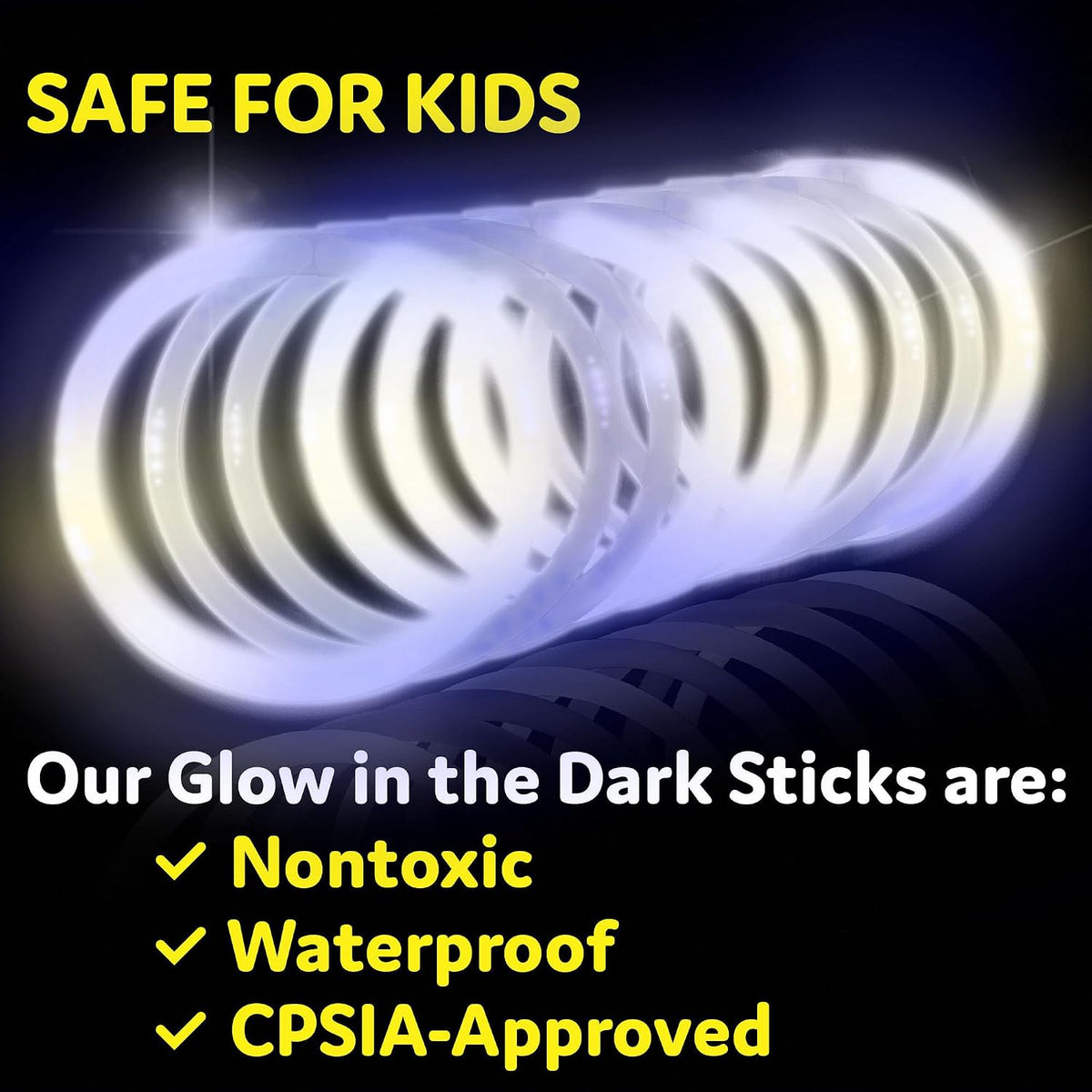 PartySticks Glow Sticks Party Supplies 100pk - 8 Inch Glow in the Dark Light Up Sticks Party Favors, Glow Party Decorations, Neon Party Glow Necklaces and Glow Bracelets with Connectors