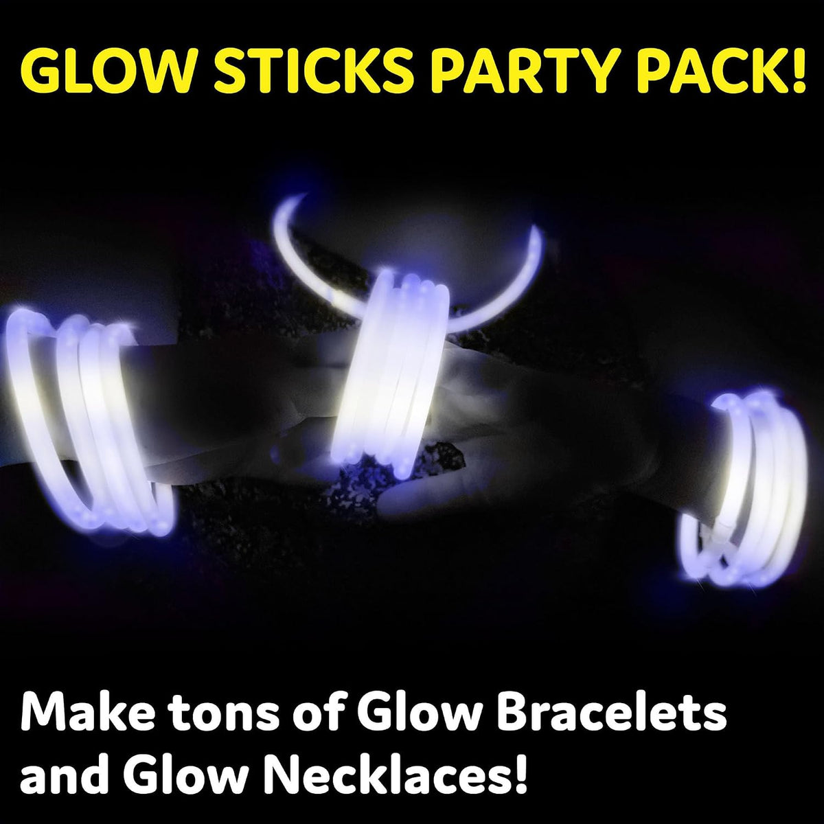 PartySticks Glow Sticks Party Supplies 100pk - 8 Inch Glow in the Dark Light Up Sticks Party Favors, Glow Party Decorations, Neon Party Glow Necklaces and Glow Bracelets with Connectors