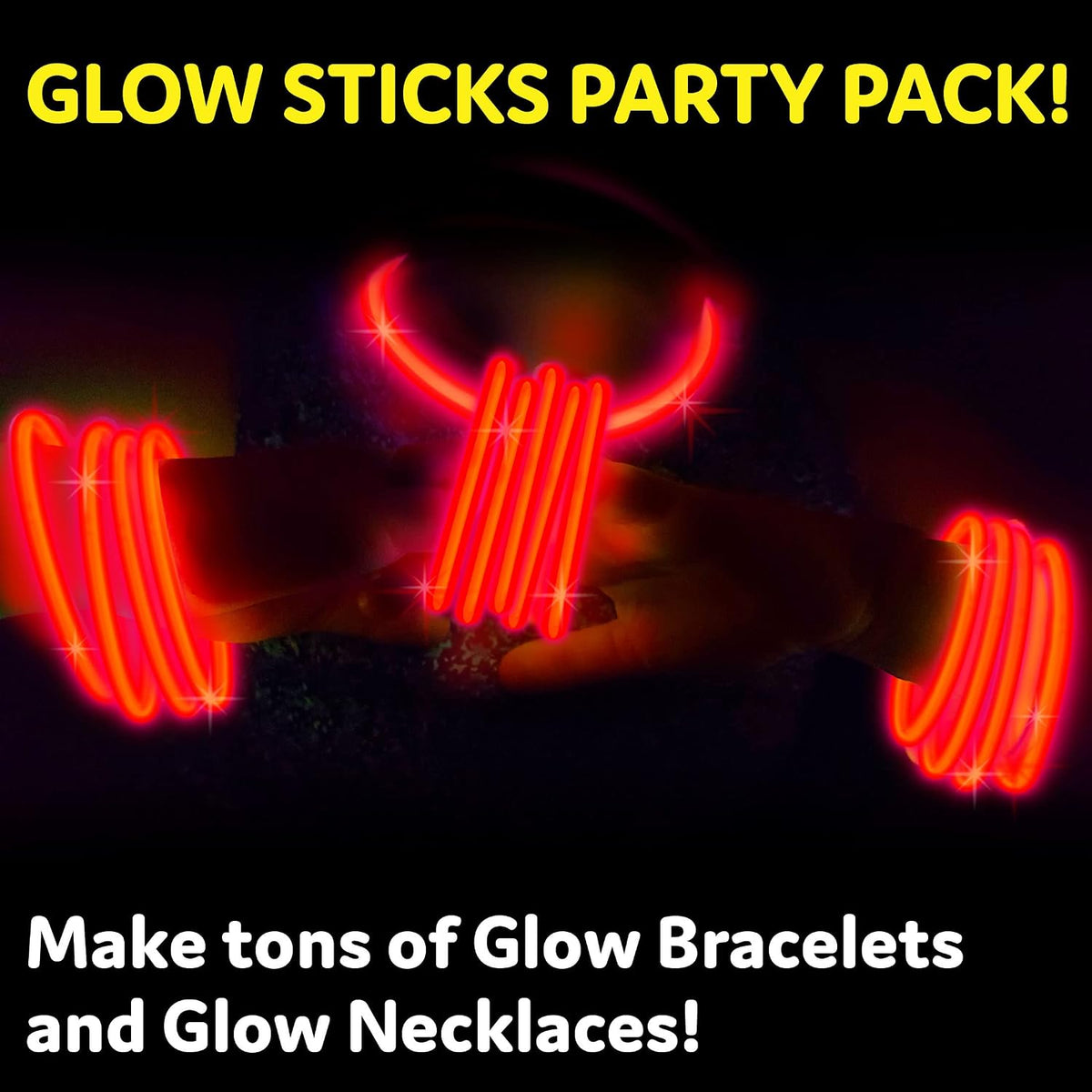 PartySticks Glow Sticks Party Supplies 100pk - 8 Inch Glow in the Dark Light Up Sticks Party Favors, Glow Party Decorations, Neon Party Glow Necklaces and Glow Bracelets with Connectors