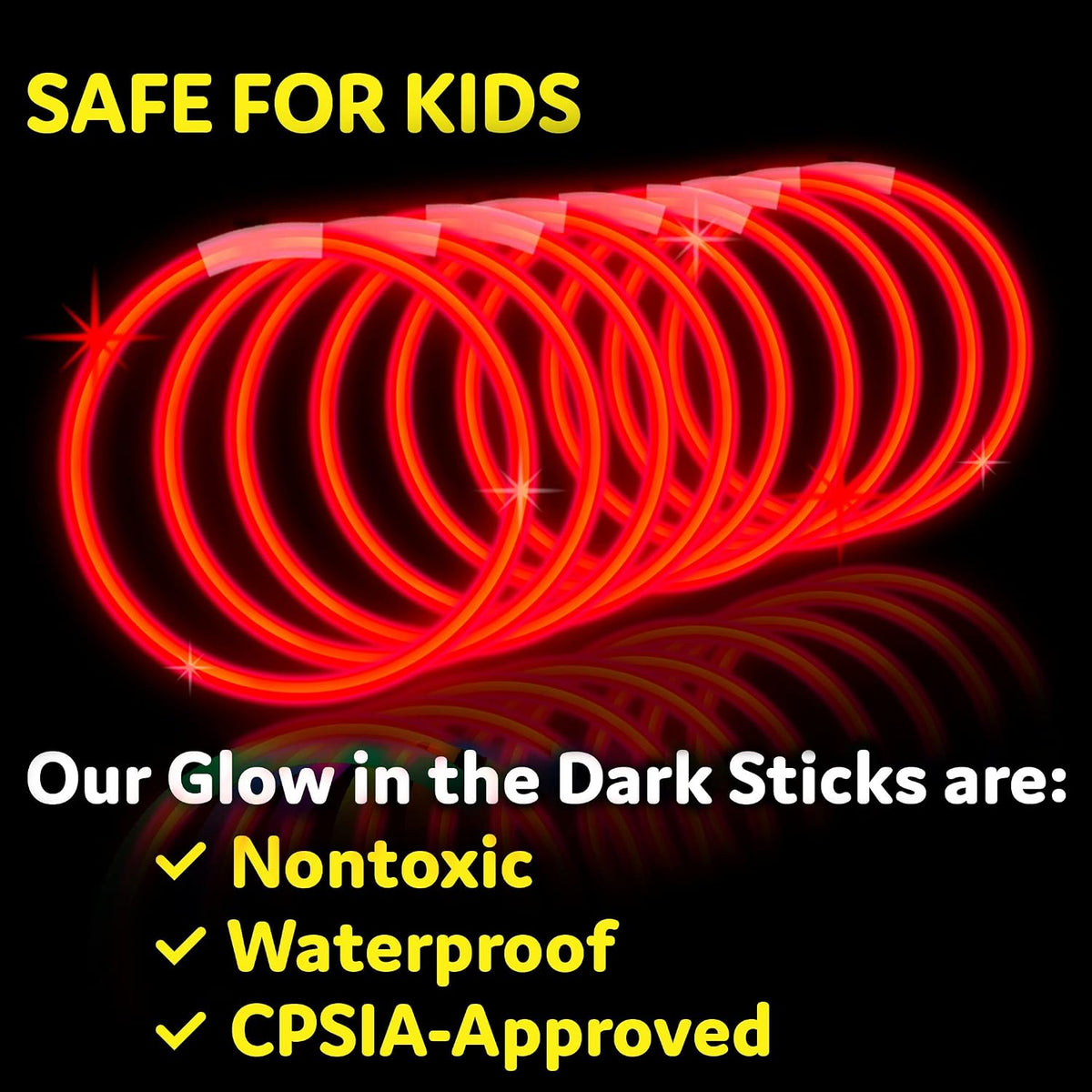 PartySticks Glow Sticks Party Supplies 100pk - 8 Inch Glow in the Dark Light Up Sticks Party Favors, Glow Party Decorations, Neon Party Glow Necklaces and Glow Bracelets with Connectors