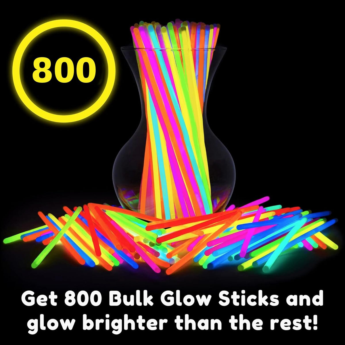 PartySticks Glow Sticks Party Supplies 100pk - 8 Inch Glow in the Dark Light Up Sticks Party Favors, Glow Party Decorations, Neon Party Glow Necklaces and Glow Bracelets with Connectors