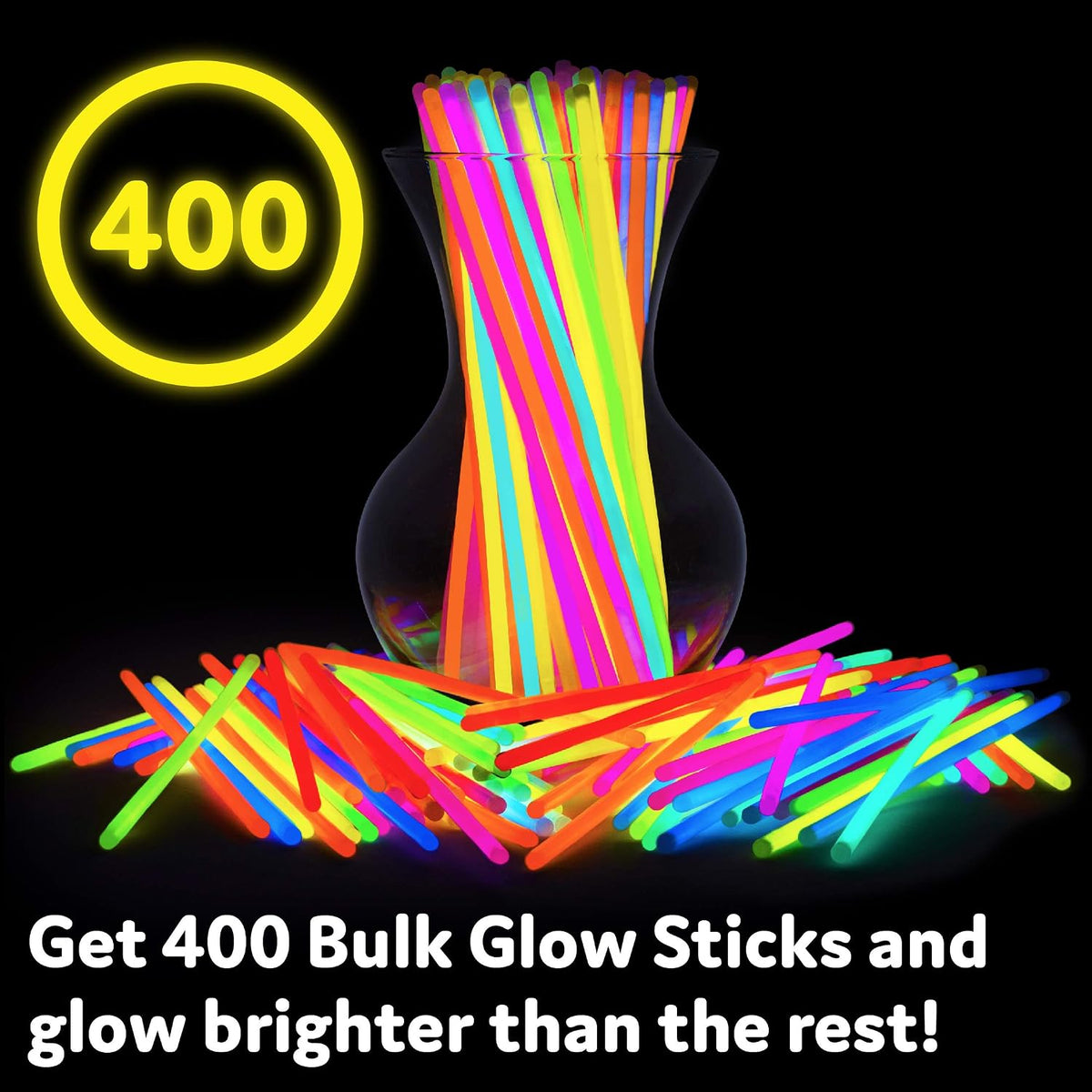 PartySticks Glow Sticks Party Supplies 100pk - 8 Inch Glow in the Dark Light Up Sticks Party Favors, Glow Party Decorations, Neon Party Glow Necklaces and Glow Bracelets with Connectors