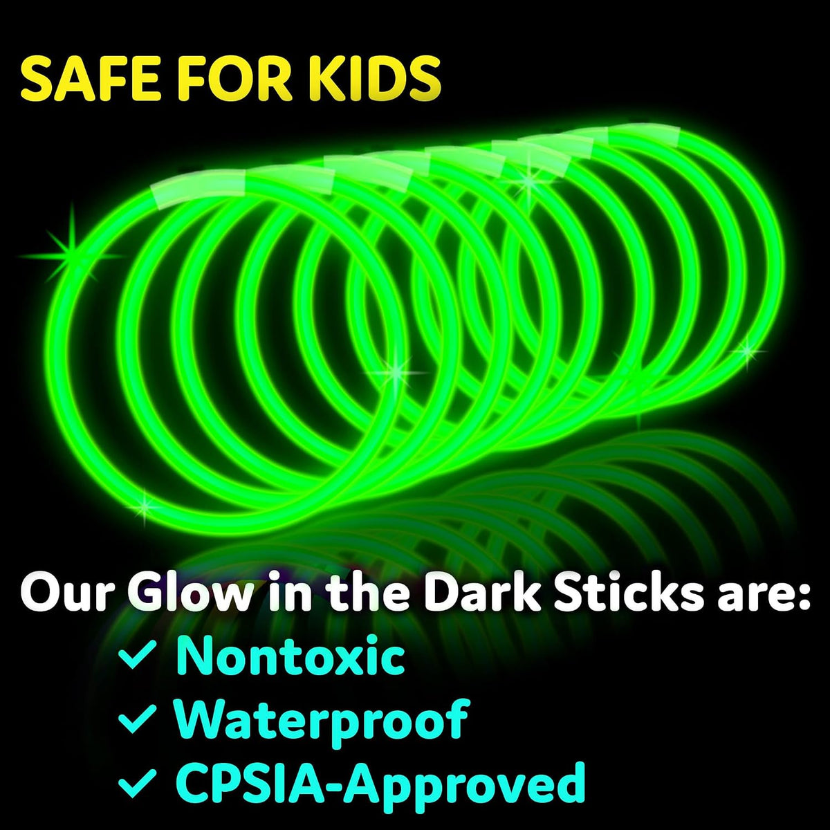 PartySticks Glow Sticks Party Supplies 100pk - 8 Inch Glow in the Dark Light Up Sticks Party Favors, Glow Party Decorations, Neon Party Glow Necklaces and Glow Bracelets with Connectors